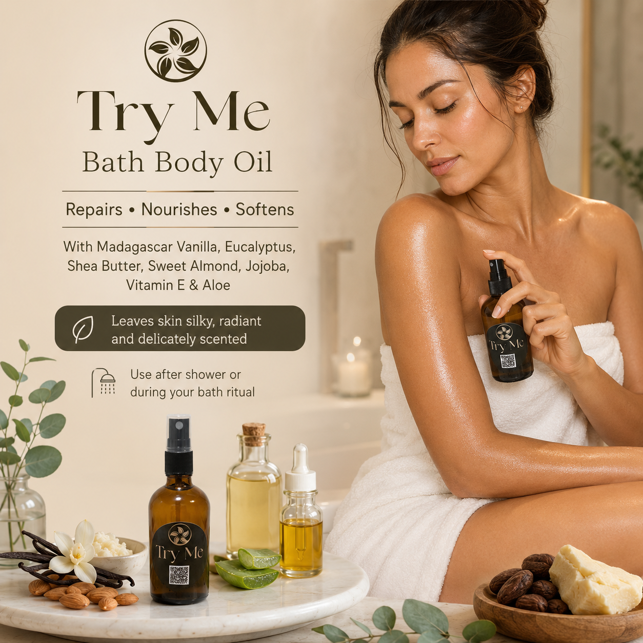 Bath Body Oil: Silky Botanical Nourishment
