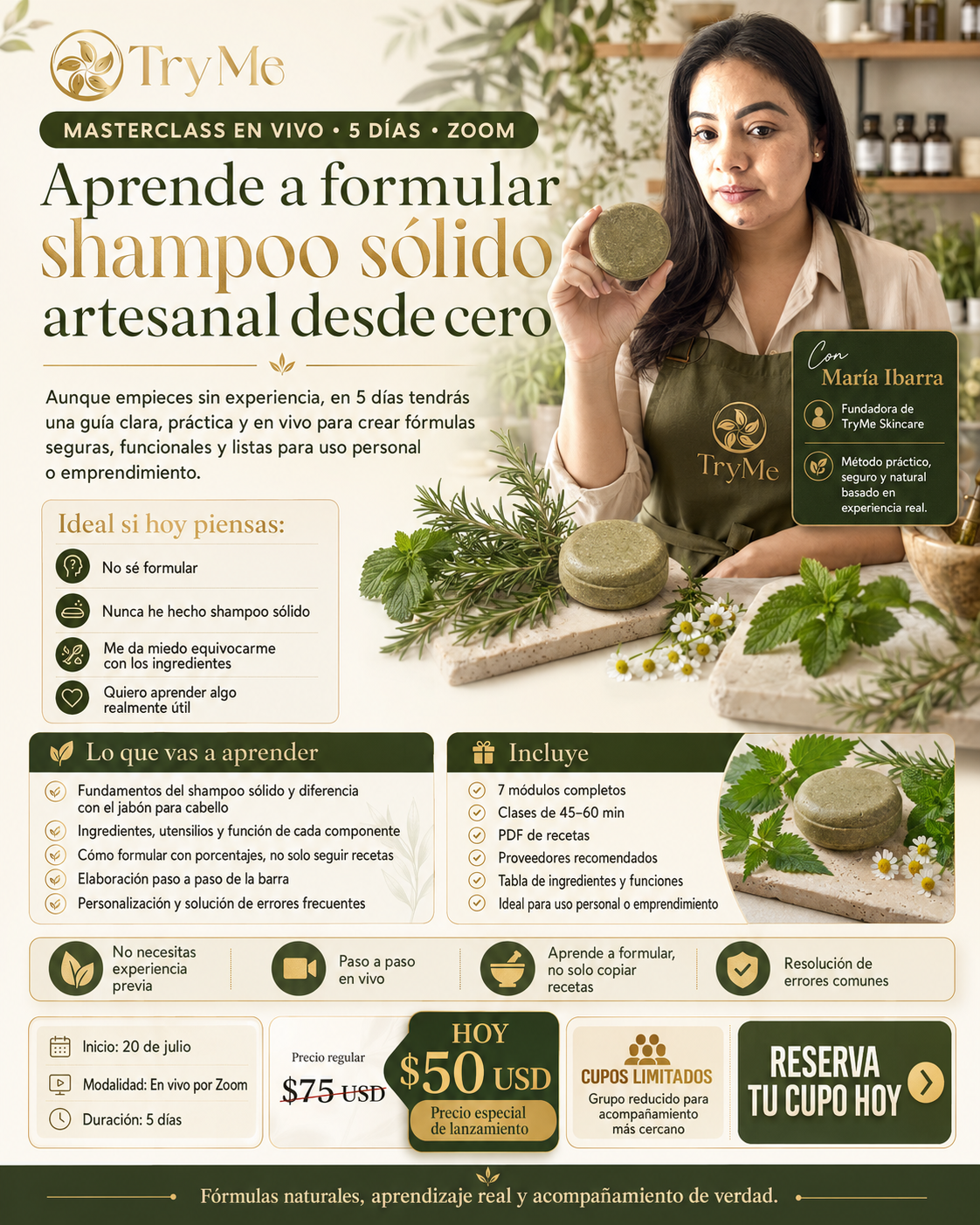 Masterclass en Vivo: Shampoo Sólido Artesanal
